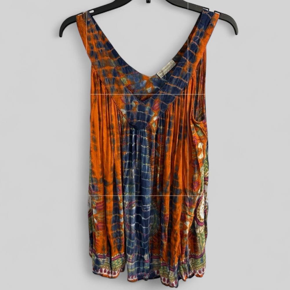 World Market fair trade retro colorful swing tank oversized rayon boho hippie
